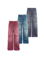JCAESAR Washed distressed striped denim jeans