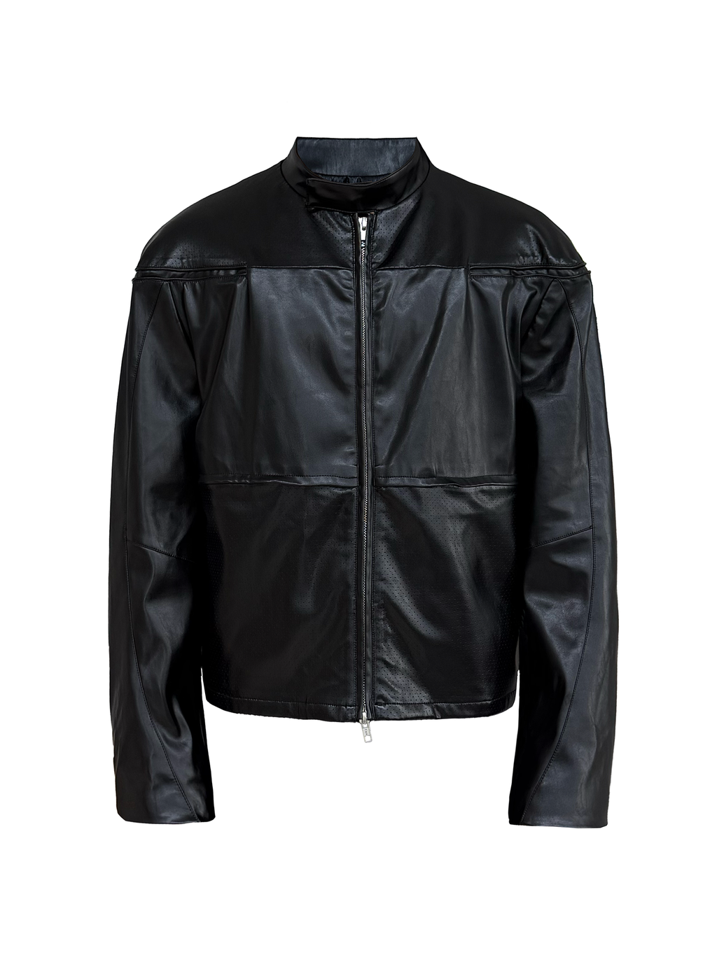 JCAESAR  Leather Jacket with Hidden Mesh Pockets