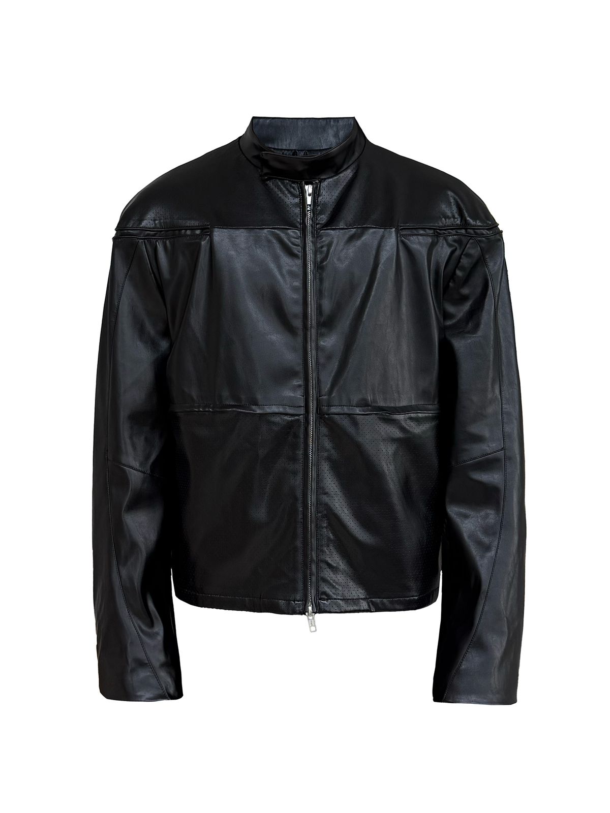 JCAESAR  Leather Jacket with Hidden Mesh Pockets