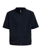 JCAESAR Dark Grid Texture Hidden-Pocket Shirt