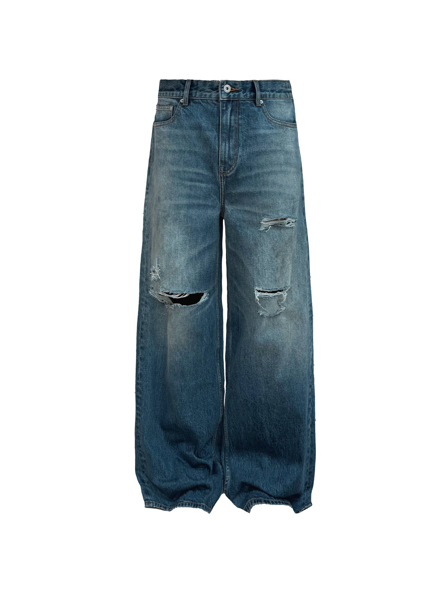 JCAESAR Knife Cut Distressed Blue Denim Jeans – jcaesarclo