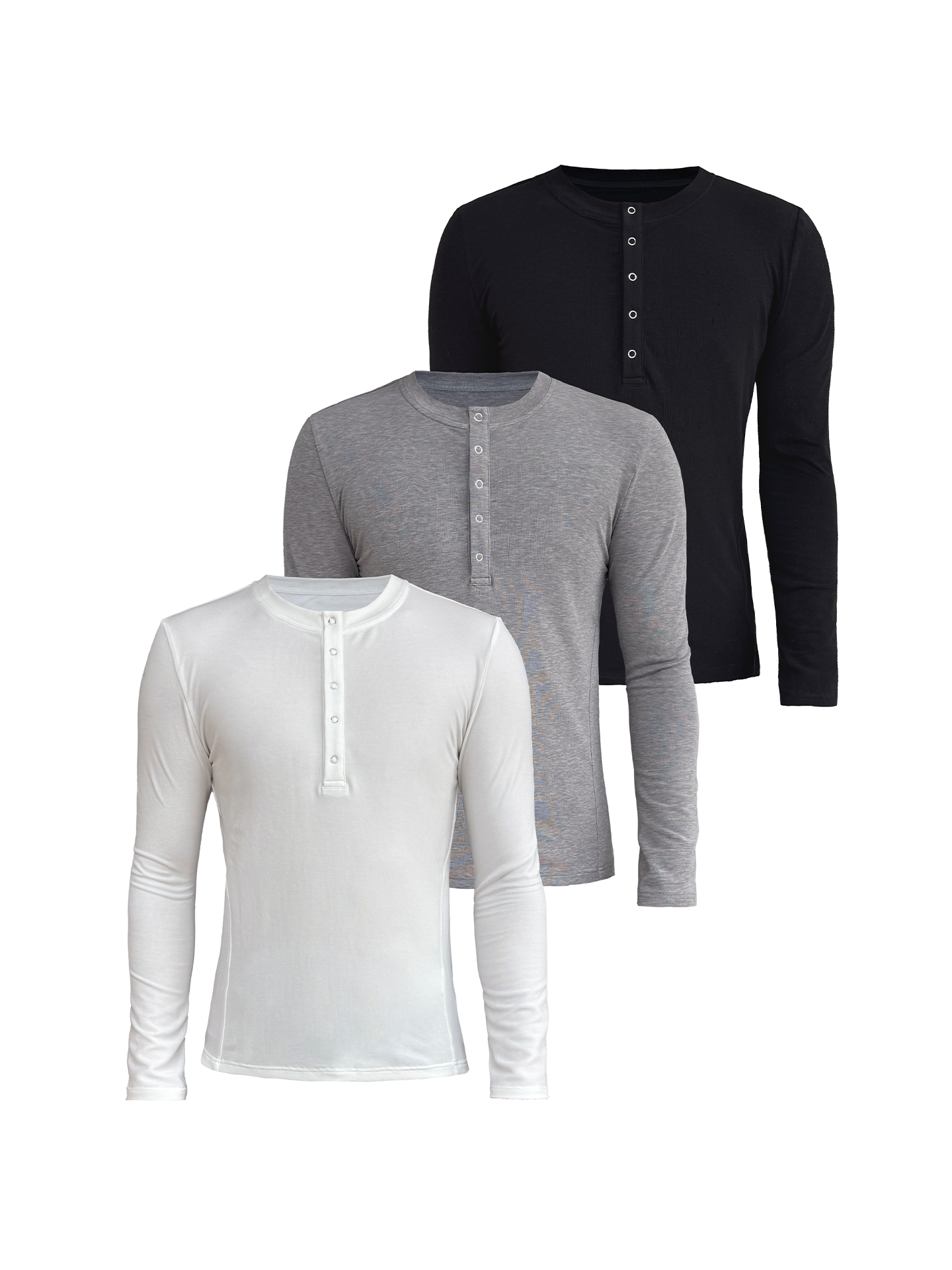 JCAESAR  Five-Snap Henley Long Sleeve
