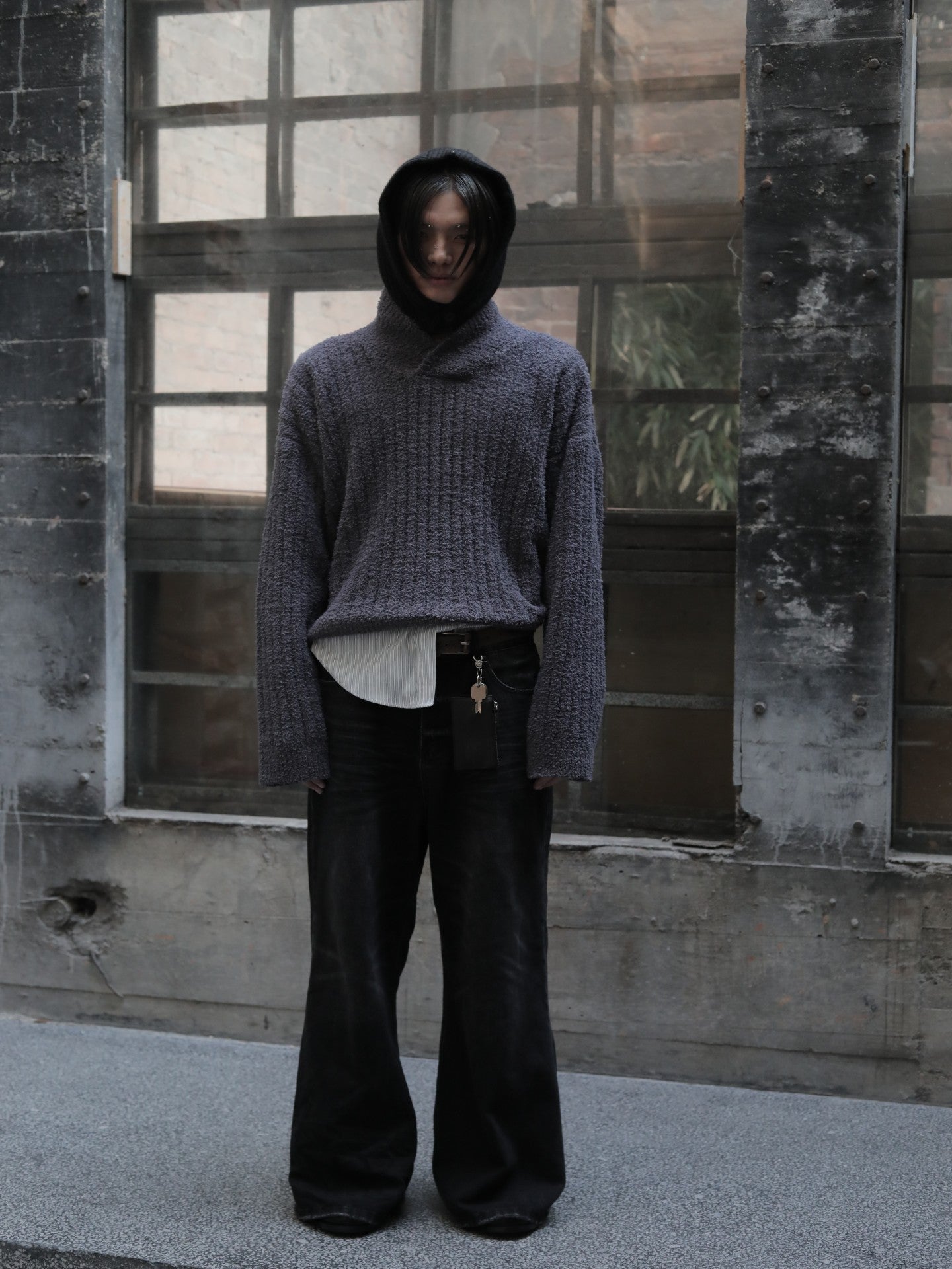JCAESAR  Shawl Collar Ribbed Knit Sweater - jcaesarclo