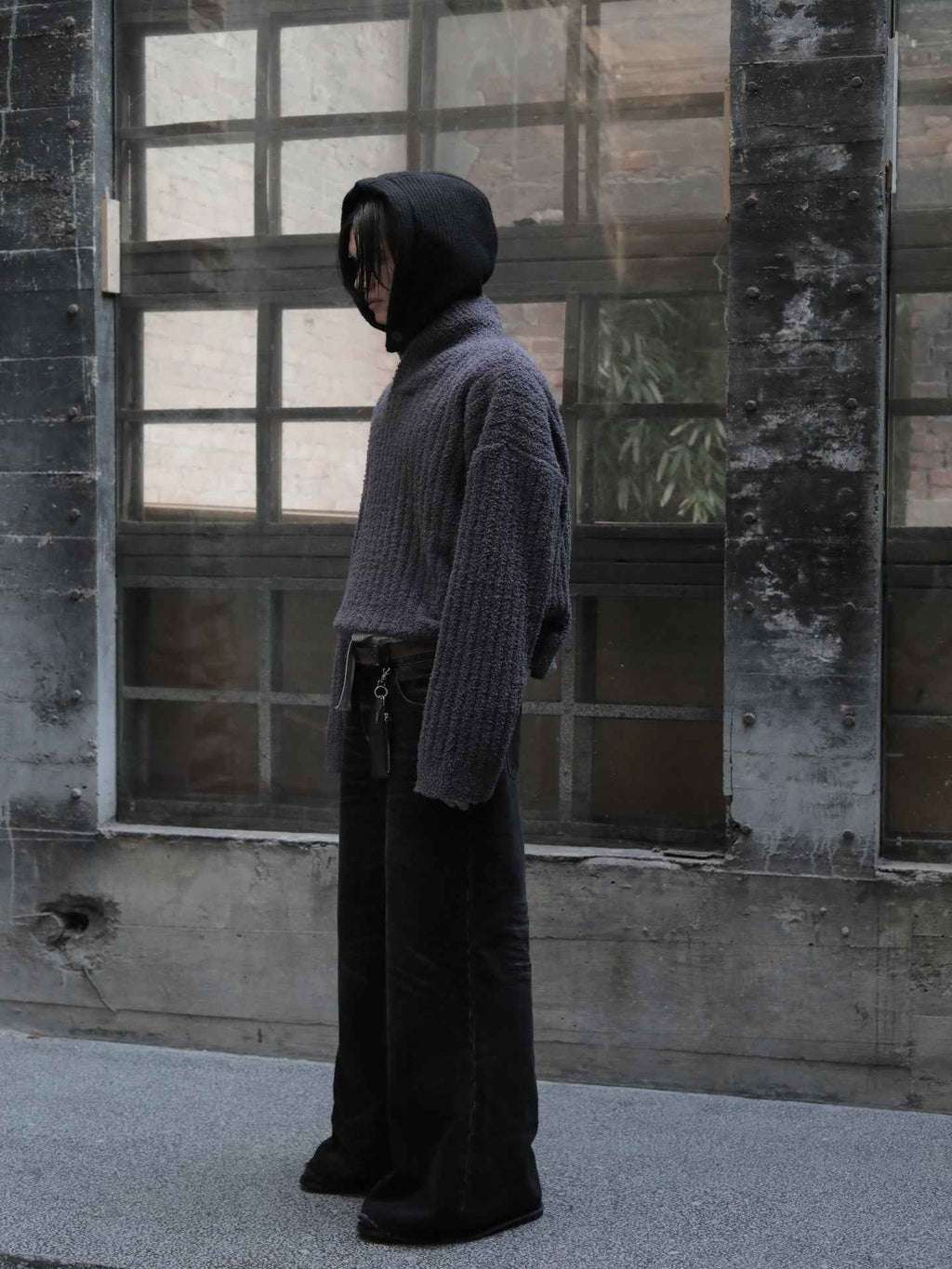 JCAESAR  Shawl Collar Ribbed Knit Sweater