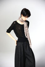 JCAESAR WOMEN Cable‑Knit Semi‑Sheer Short‑Sleeve Top