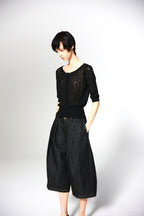 JCAESAR WOMEN Cable‑Knit Semi‑Sheer Short‑Sleeve Top