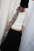 JCAESAR WOMEN Cable‑Knit Semi‑Sheer Short‑Sleeve Top