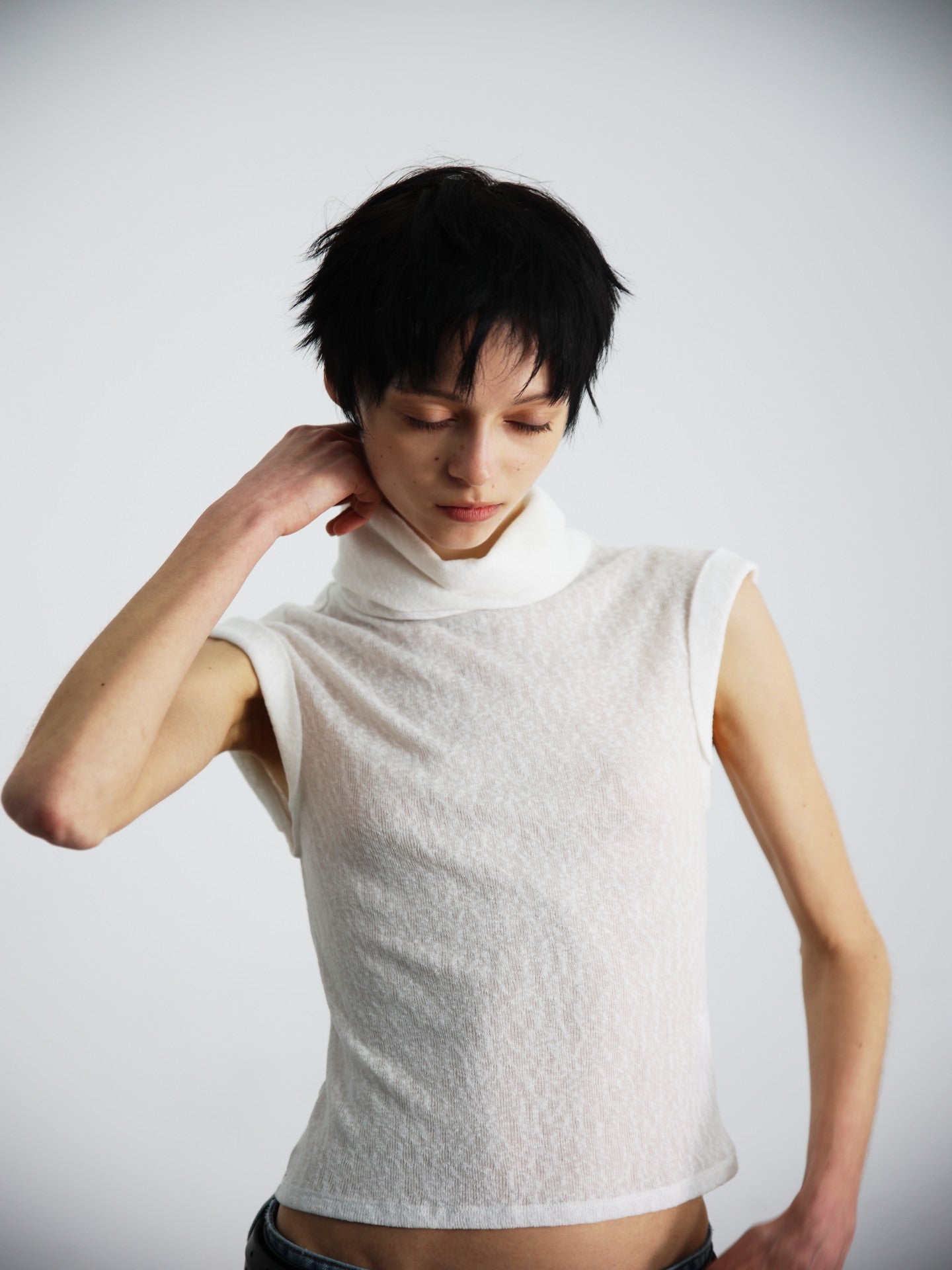 JCAESAR WOMEN Draped Cowl‑Neck Folded‑Hem Tee