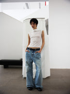 JCAESAR WOMEN Draped Cowl‑Neck Folded‑Hem Tee