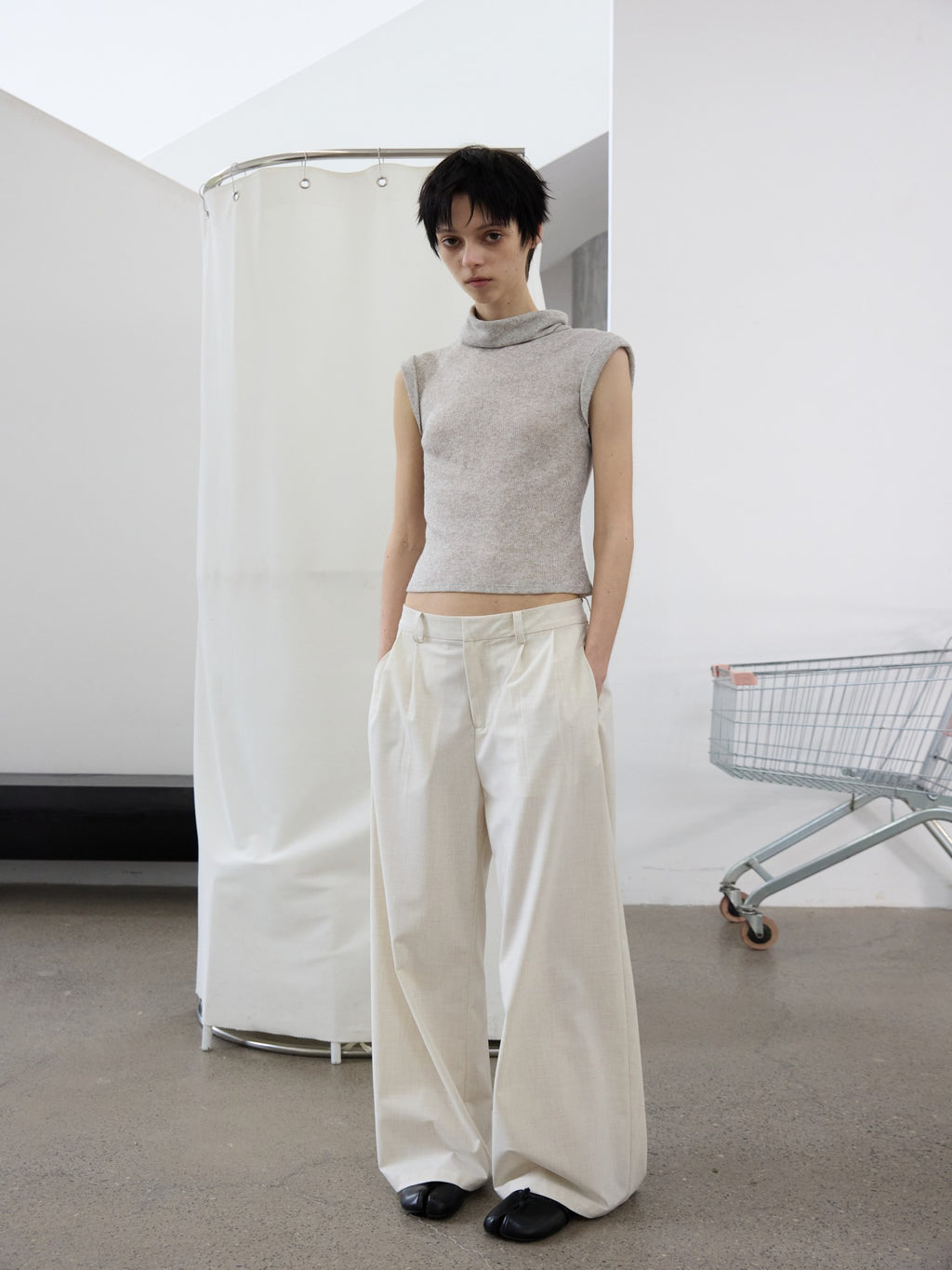 JCAESAR WOMEN Draped Cowl‑Neck Folded‑Hem Tee