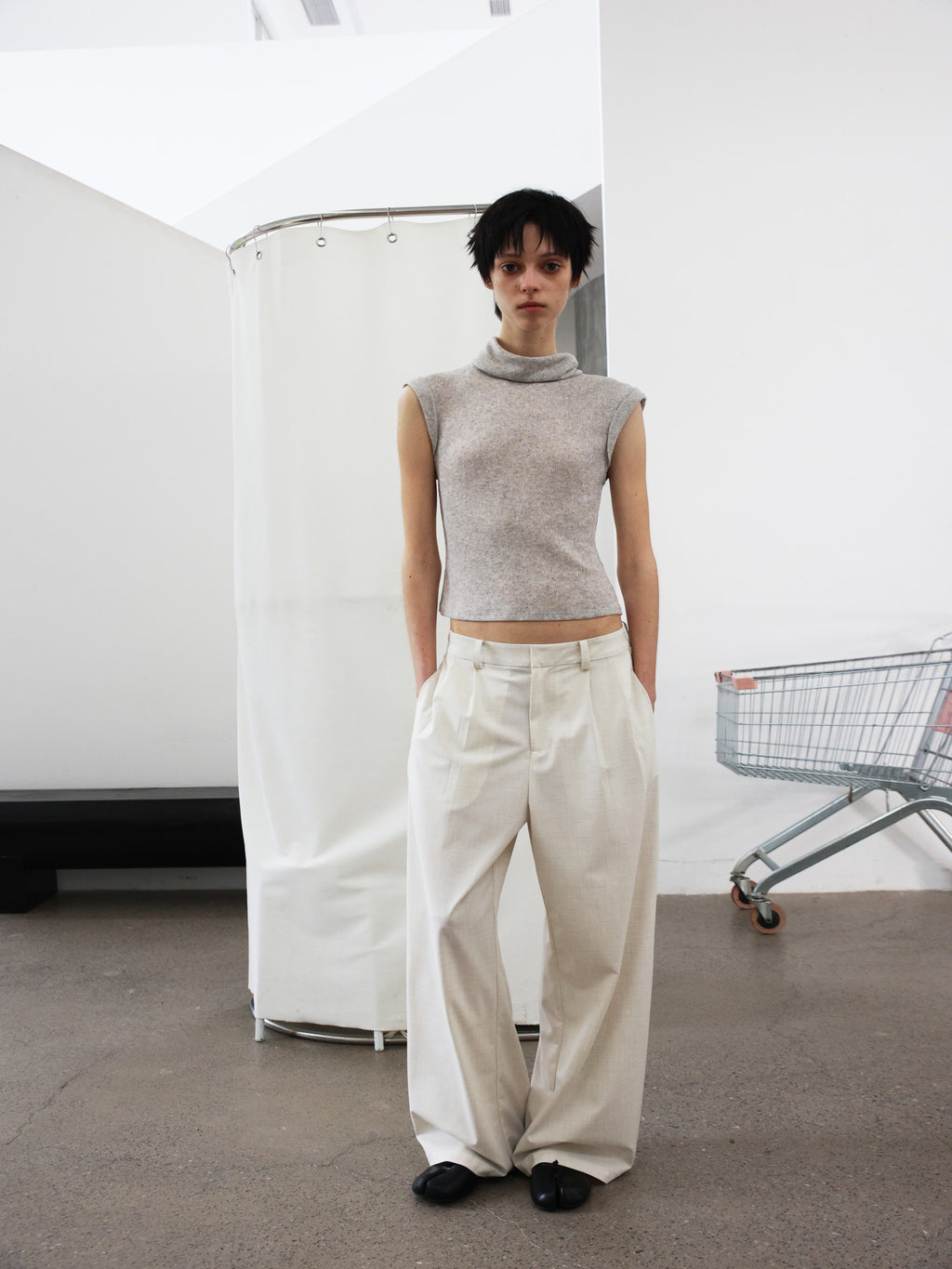 JCAESAR WOMEN Draped Cowl‑Neck Folded‑Hem Tee