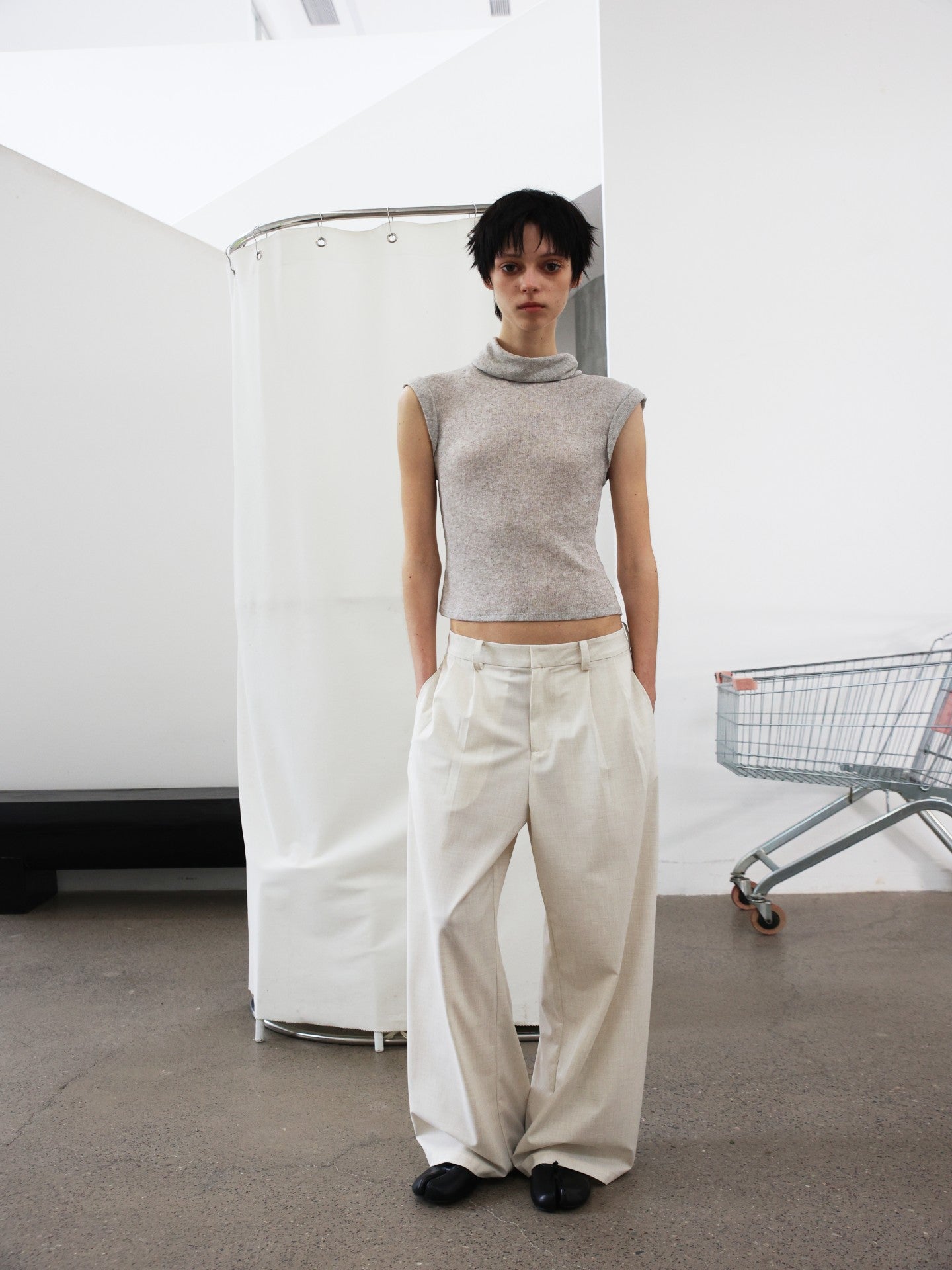 JCAESAR WOMEN Draped Cowl‑Neck Folded‑Hem Tee