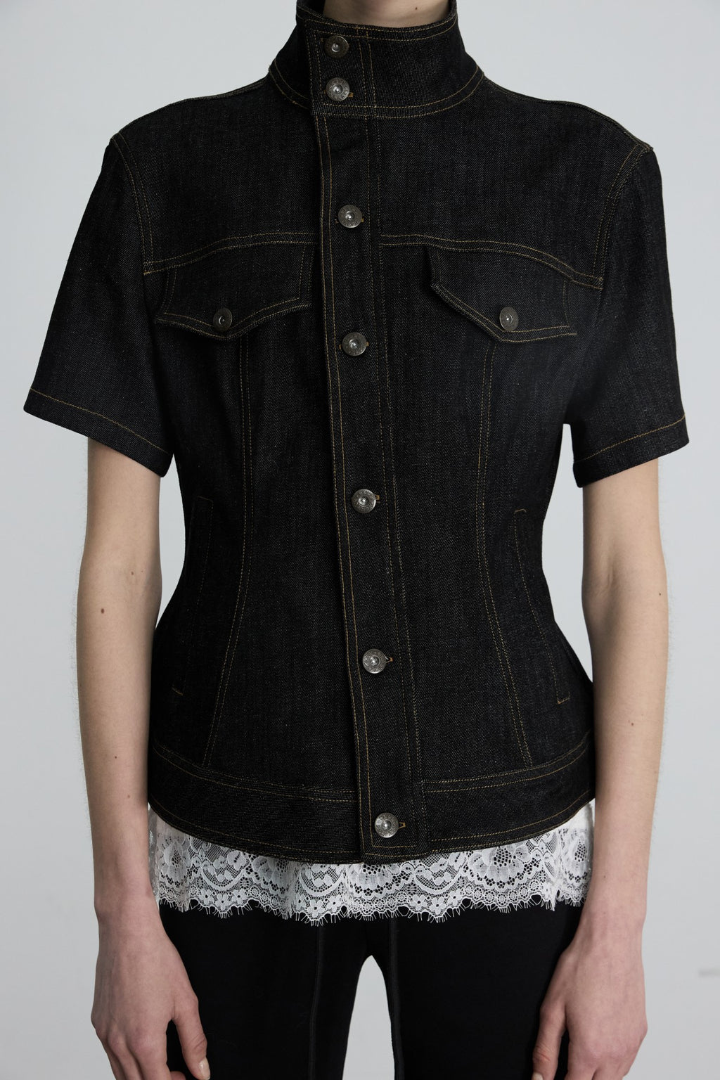 JCAESAR WOMEN Waisted Raw Denim Short Jacket