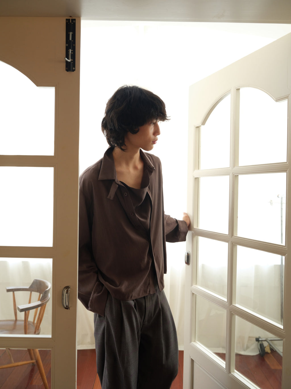 JCAESAR Cupro Draped-Neck Shirt
