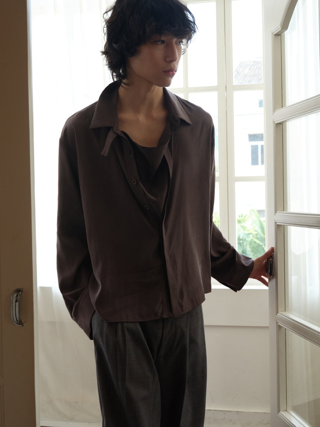 JCAESAR Cupro Draped-Neck Shirt