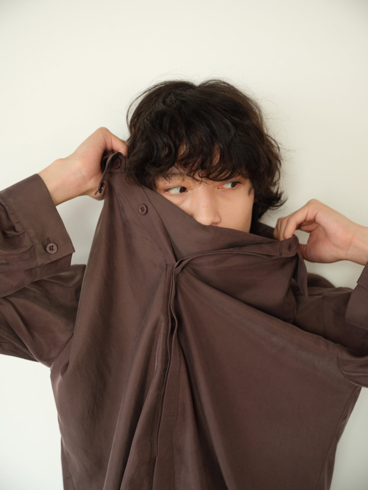 JCAESAR Cupro Draped-Neck Shirt