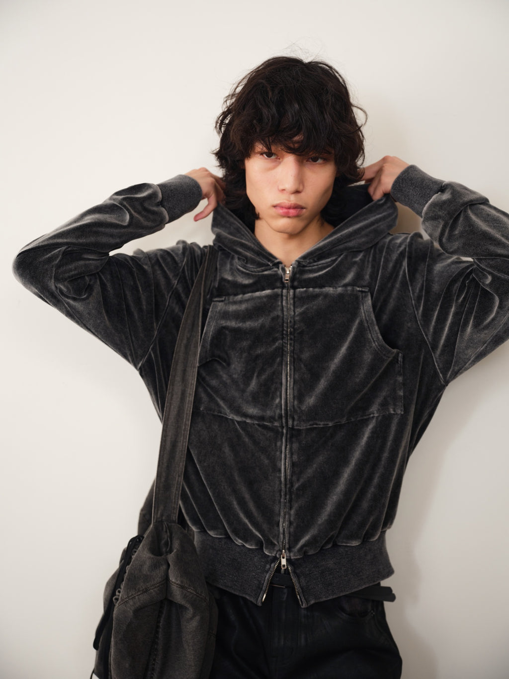 JCAESAR Washed Tie-Dye Velvet Sweatshirt