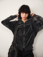 JCAESAR Washed Tie-Dye Velvet Sweatshirt