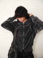 JCAESAR Washed Tie-Dye Velvet Sweatshirt