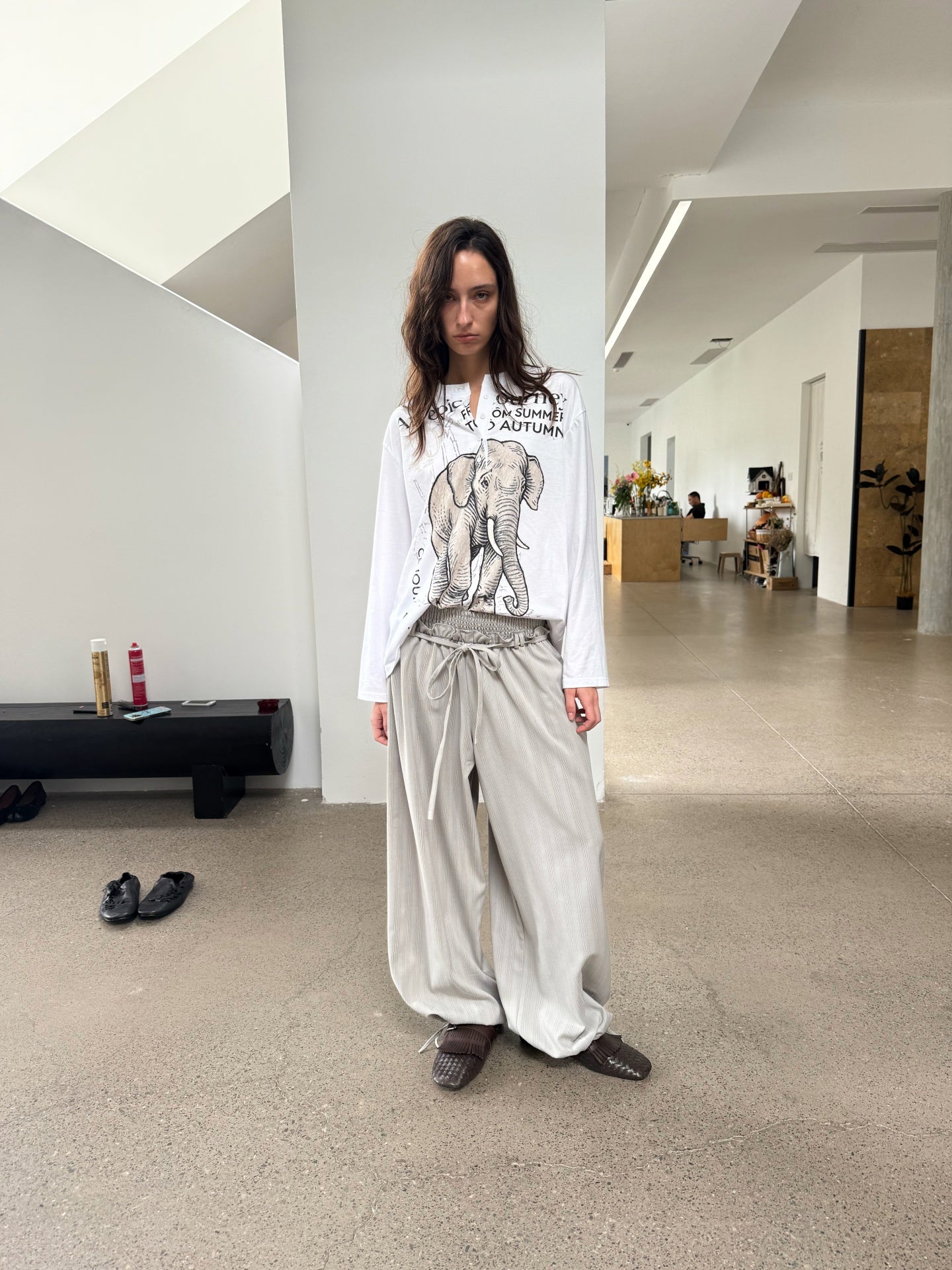 JCAESAR WOMEN Comfort striped drawstring balloon pants