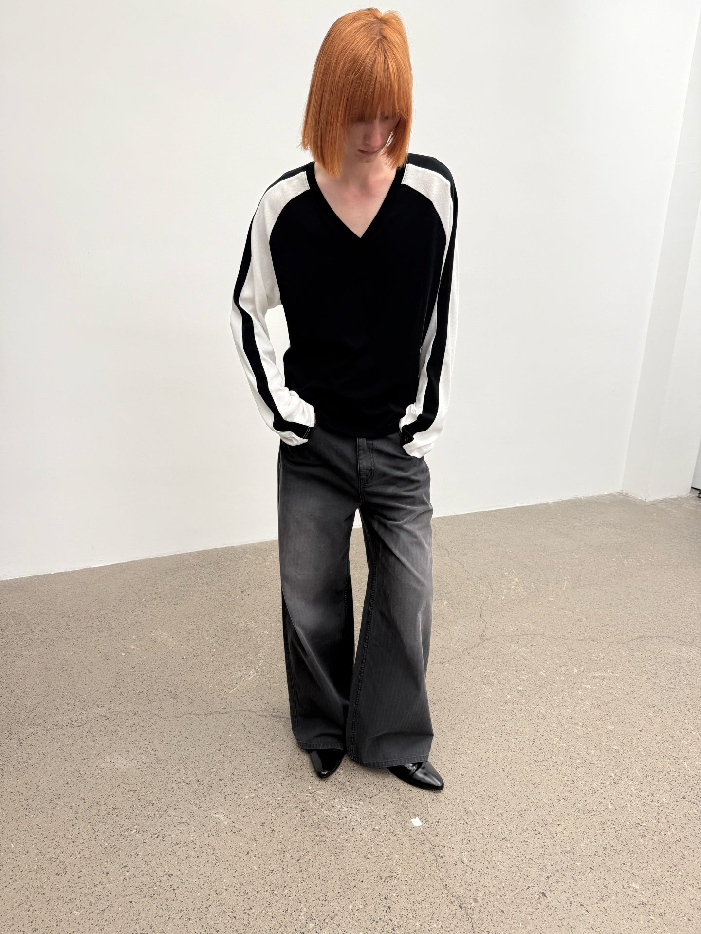 JCAESAR Contrast‑color raglan hockey long‑sleeve shirt