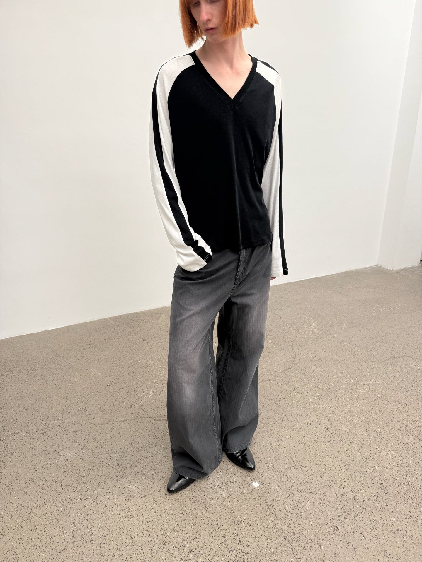 JCAESAR Contrast‑color raglan hockey long‑sleeve shirt