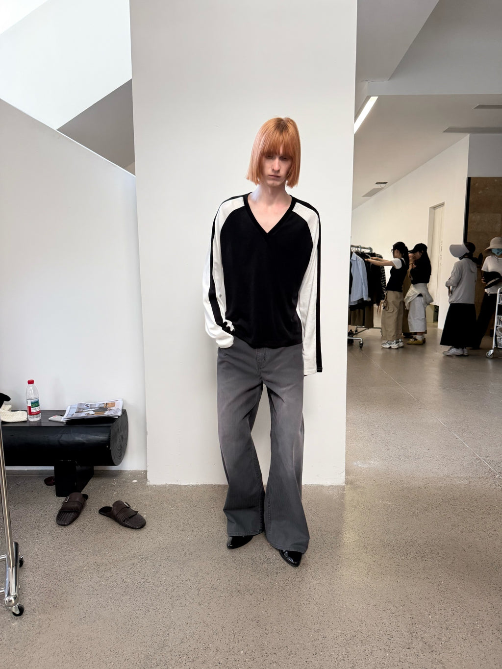 JCAESAR Contrast‑color raglan hockey long‑sleeve shirt