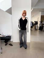 JCAESAR Contrast‑color raglan hockey long‑sleeve shirt
