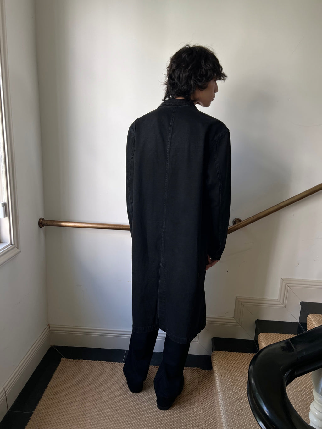 JCAESAR Honeycomb-Washed Denim Overcoat