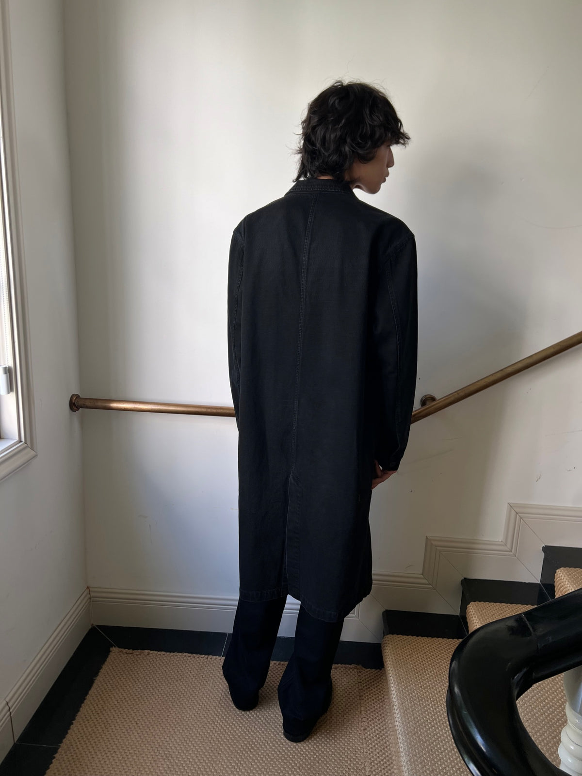 JCAESAR Honeycomb-Washed Denim Overcoat