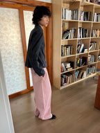 JCAESAR Metallic Thread Glitter Wide-Leg Jeans