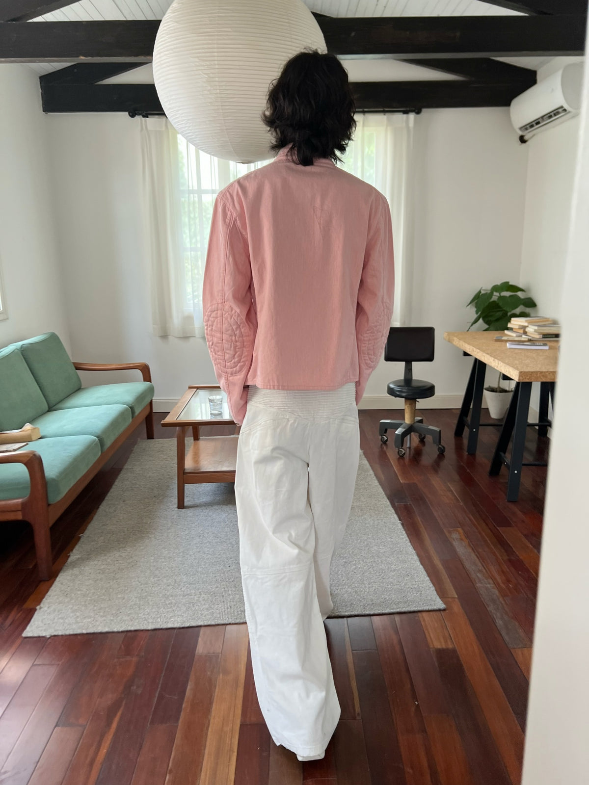 JCAESAR Quilted Elbow-Patch Denim Jacket
