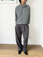 JCAESAR Purple Plaid Double-Pleat Wide Waistband Trousers