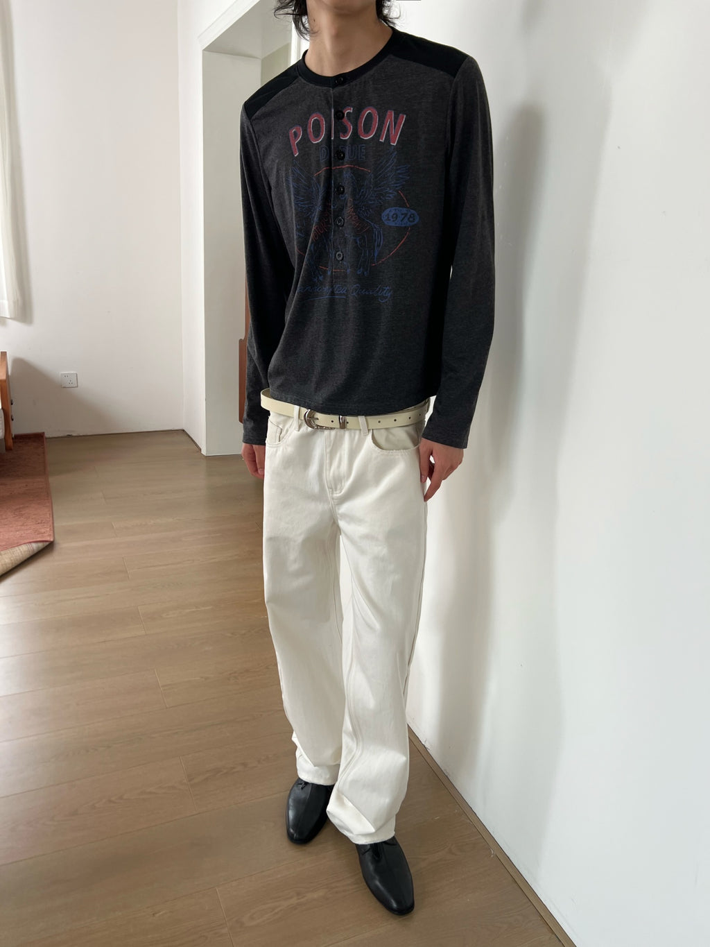 JCAESAR Motorcycle Pegasus Print Long-Sleeve Shirt