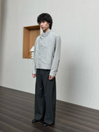 JCAESAR Cross‑collar mesh pleated jacket