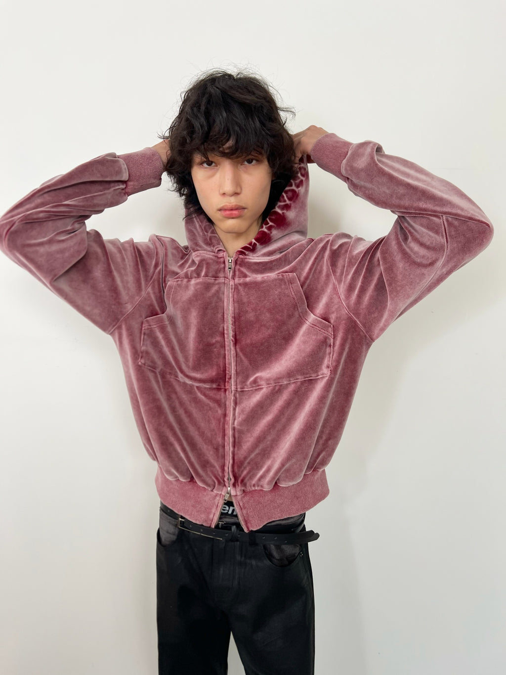 JCAESAR Washed Tie-Dye Velvet Sweatshirt