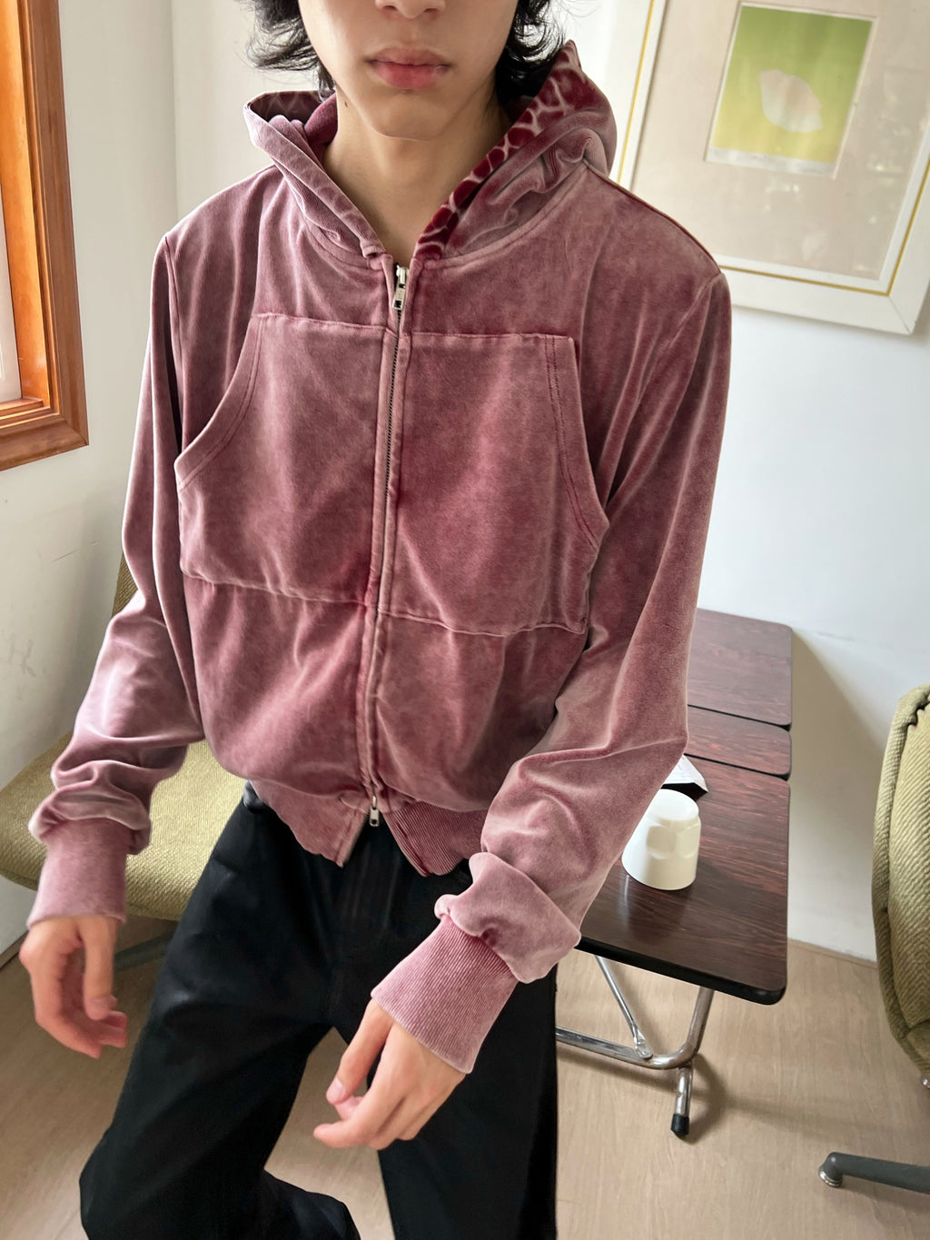 JCAESAR Washed Tie-Dye Velvet Sweatshirt