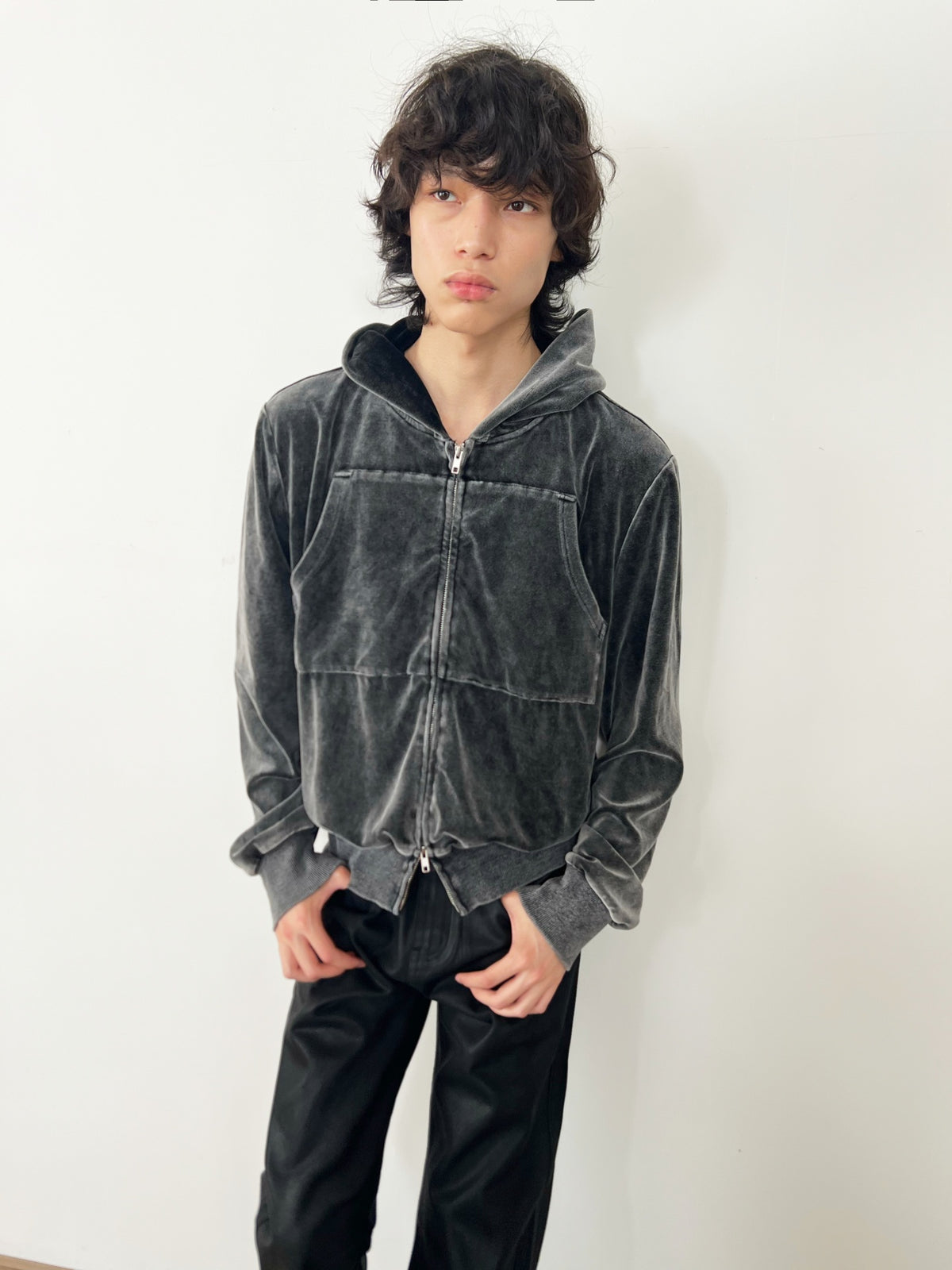 JCAESAR Washed Tie-Dye Velvet Sweatshirt