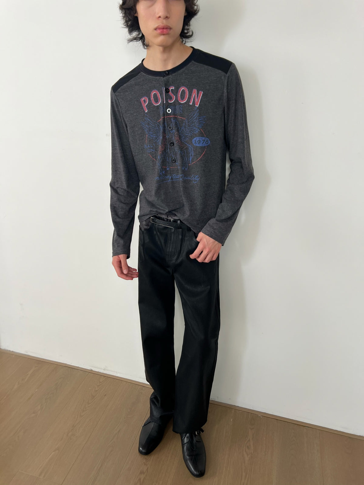 JCAESAR Motorcycle Pegasus Print Long-Sleeve Shirt