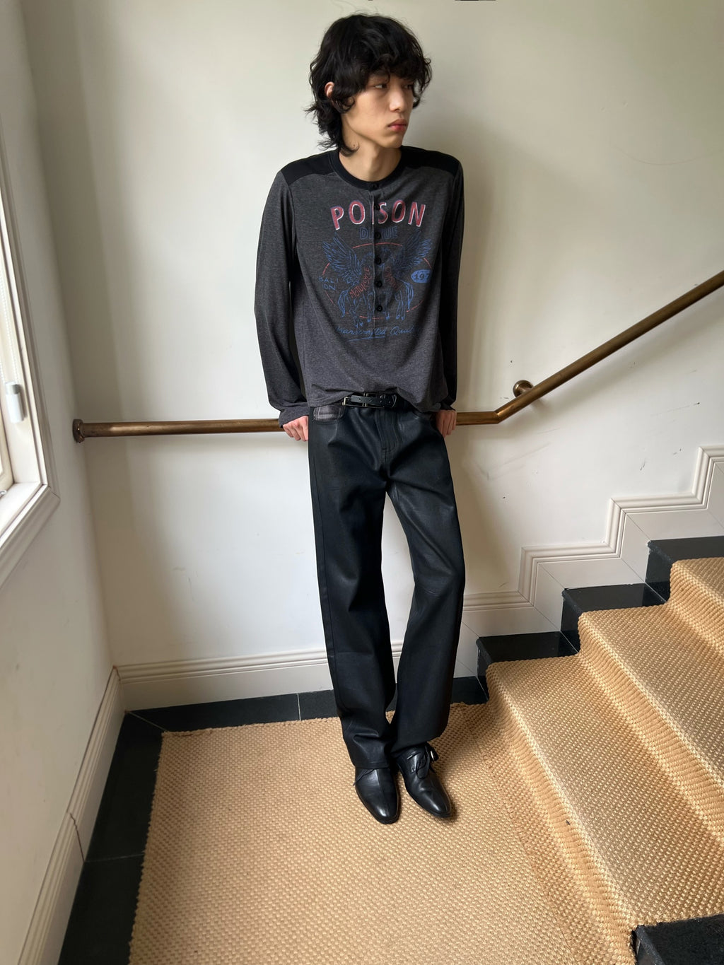 JCAESAR Motorcycle Pegasus Print Long-Sleeve Shirt