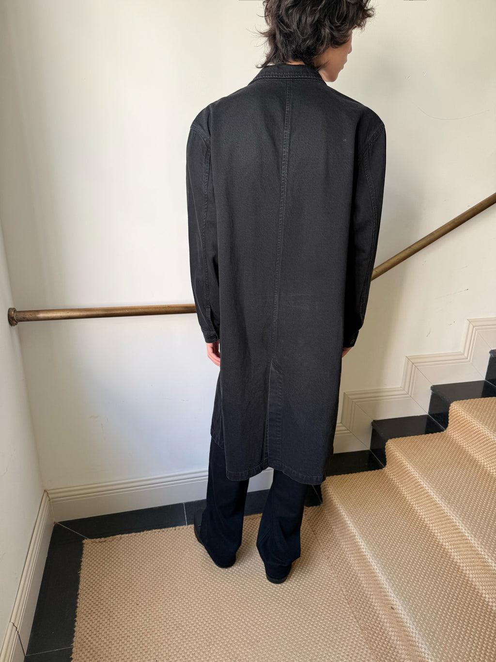 JCAESAR Honeycomb-Washed Denim Overcoat