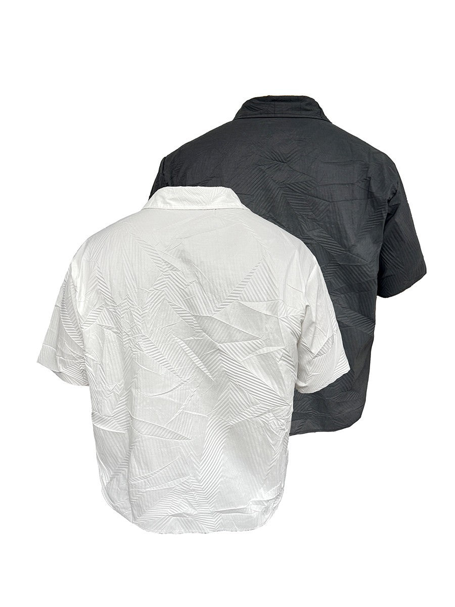 JCAESAR Fallen Leaves Textured Short Sleeve Shirt - jcaesarclo