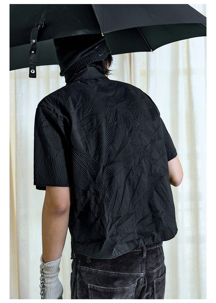 JCAESAR Fallen Leaves Textured Short Sleeve Shirt - jcaesarclo