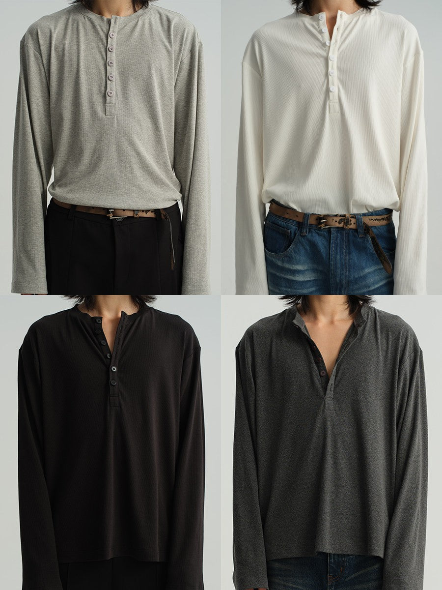JCAESAR Henley collar long sleeve