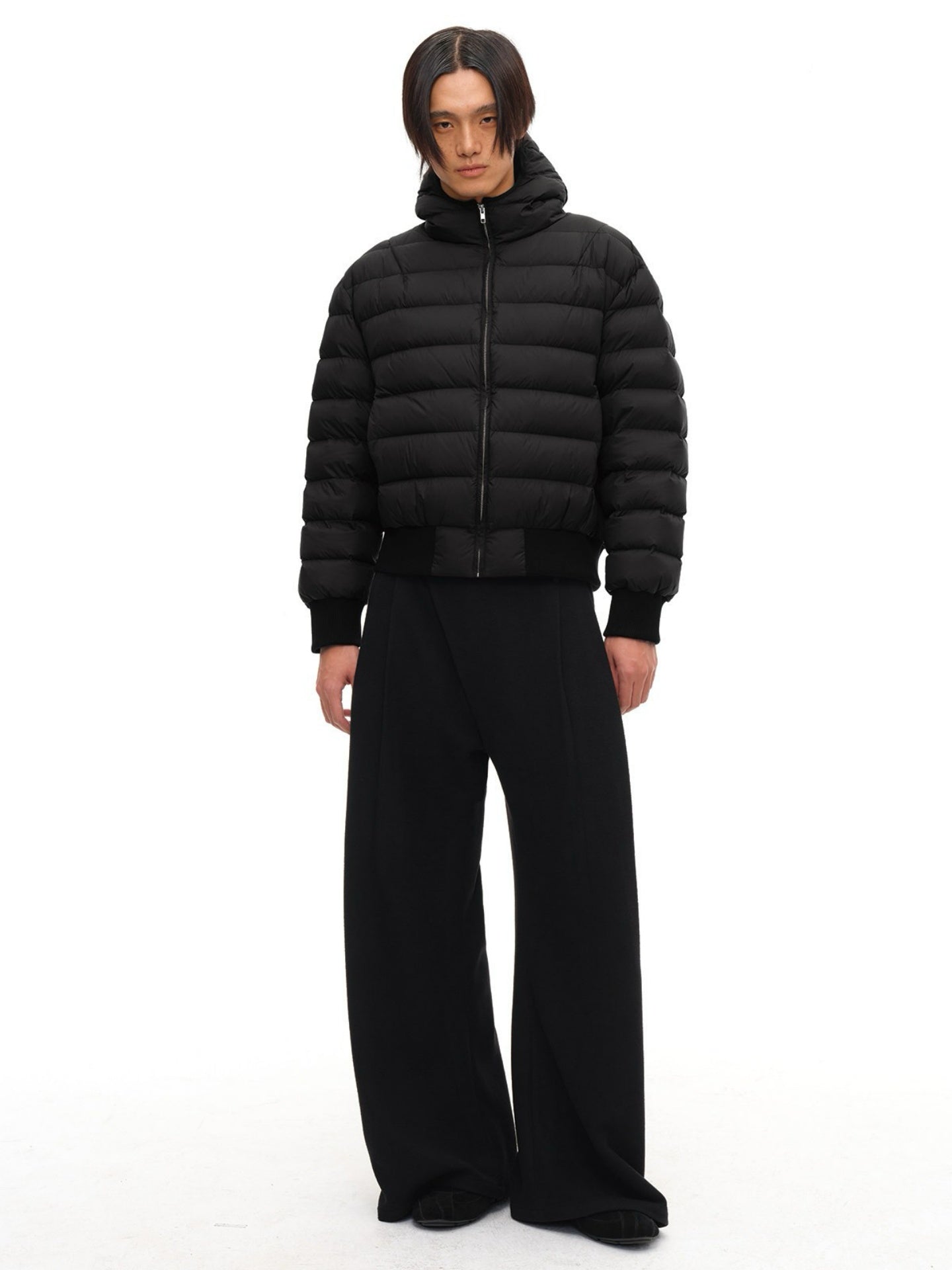 JCAESAR Loose‑Fit Hooded Baffle Down Jacket