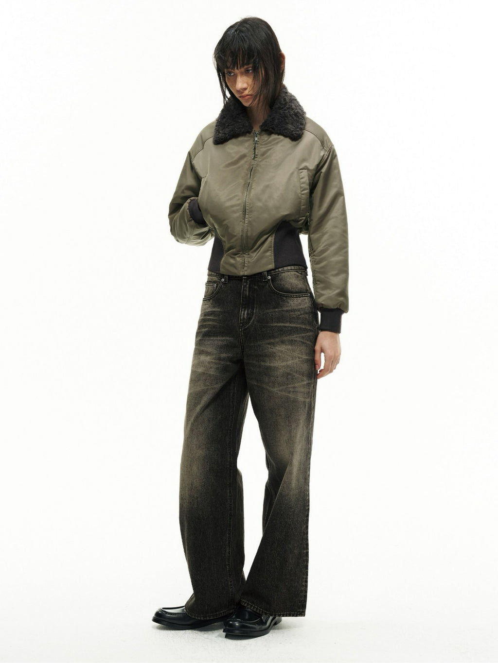JCAESAR WOMEN ファーカラー パイロットジャケット