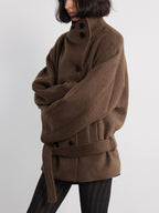 JCAESAR WOMEN Lace-Up Short Peacoat