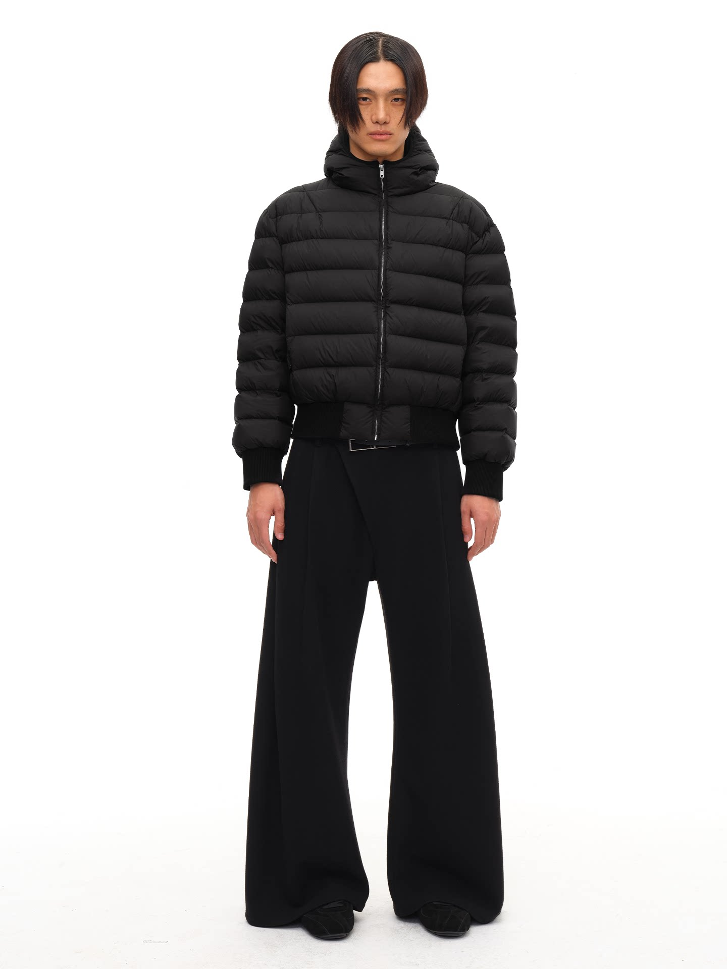 JCAESAR Loose‑Fit Hooded Baffle Down Jacket