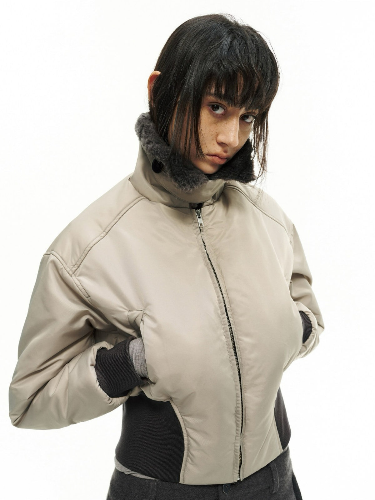 JCAESAR WOMEN ファーカラー パイロットジャケット
