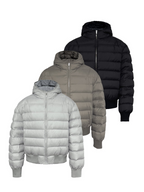 JCAESAR Loose‑Fit Hooded Baffle Down Jacket